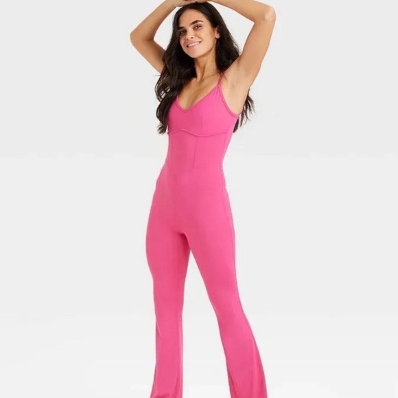 JoyLab Pants - Joy Lab Hot Pink Athletic Corset Jumpsuit Size Small